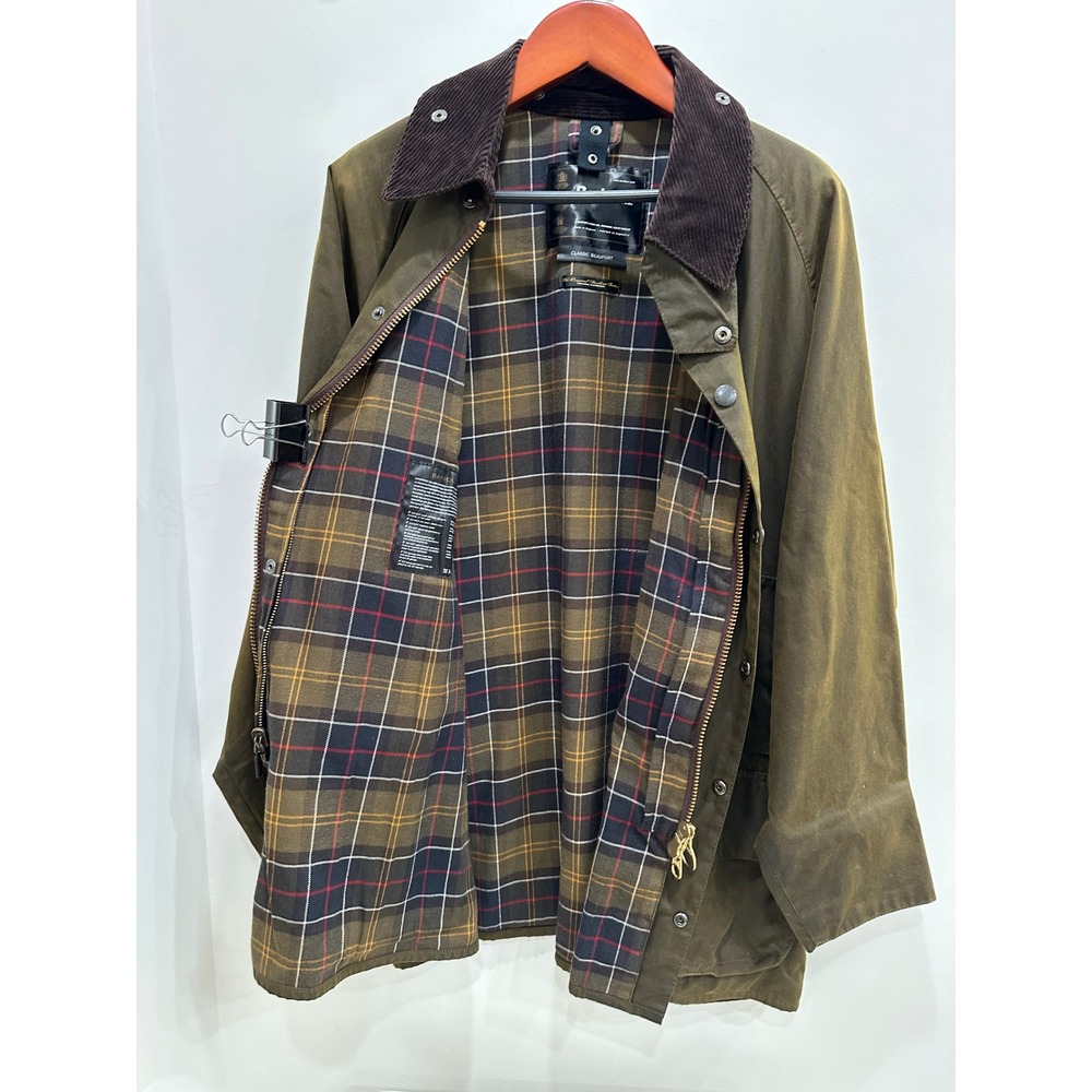 Barbour Classic Beaufort Waxed Cotton Jacket Olive Green Mens Made in England
